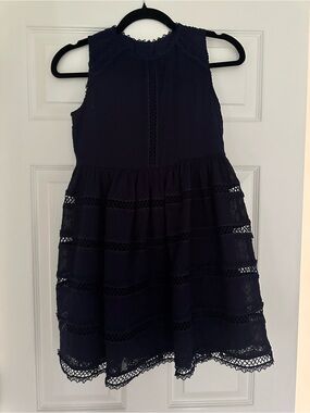 Bardot Junior Girls Blue Lace Tiered Dress